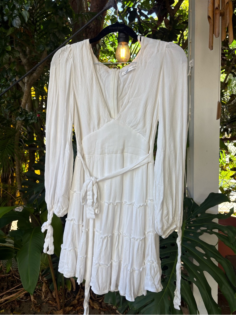 Lightweight White Midi Wrap Dress with Tie Waist
